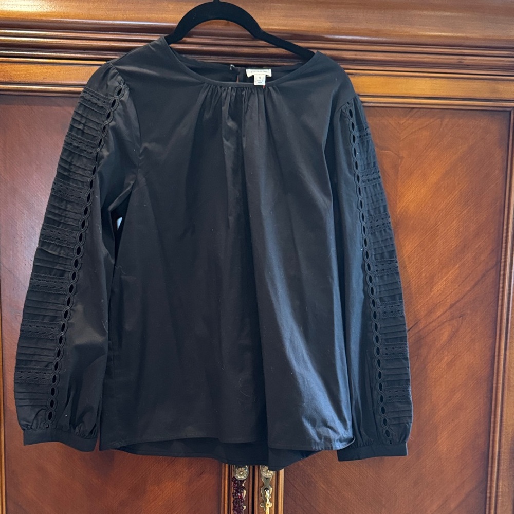 NWT Black Eyelet Sleeve Women's Top J Crew Factory
